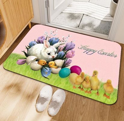 Cartoon Rabbit and Flower Carpets for entry-Exit door，  Children Playroom Rug
