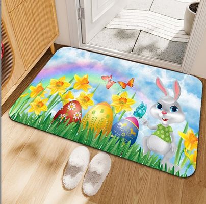 Cartoon Rabbit and Flower Carpets for entry-Exit door，  Children Playroom Rug