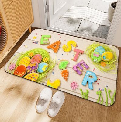 Cartoon Rabbit and Flower Carpets for entry-Exit door，  Children Playroom Rug
