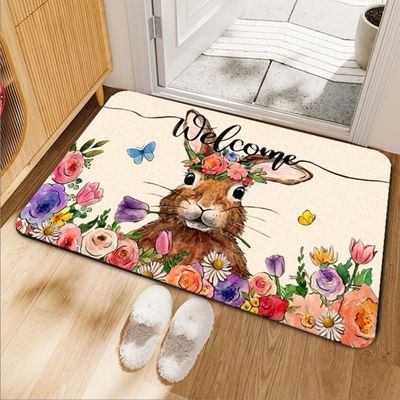 فرش خرگوش و گل های کارتونی زیبا برای درب ورودی و خروجی