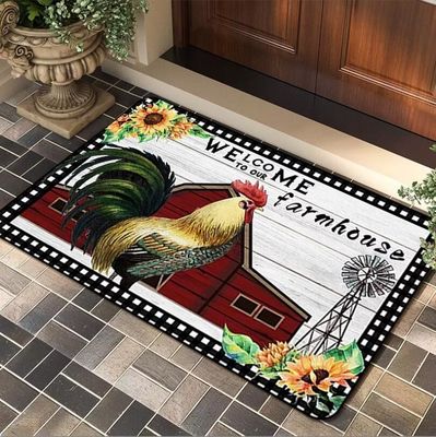 American Style Cock Door Entrance Mat Floor Carpet Rug