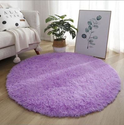 Pure Color Circled Silk Woollen Mixed Knitting Carpet Bedroom, Living Room Carpets