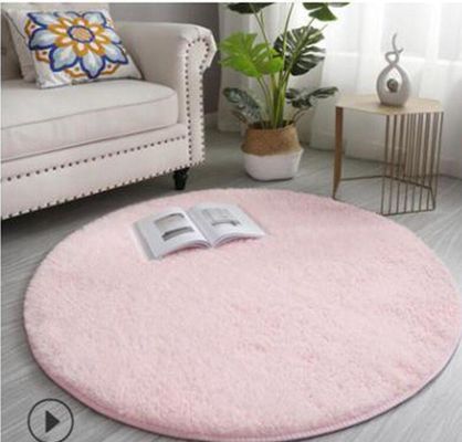 Pure Color Circled Silk Woollen Mixed Knitting Carpet Bedroom, Living Room Carpets