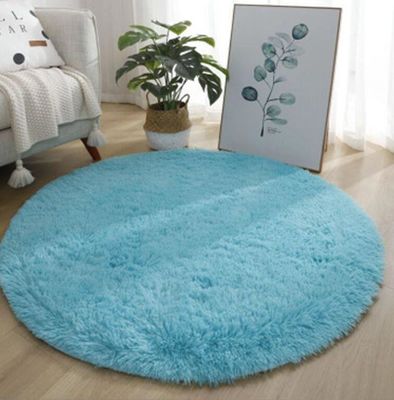 Pure Color Circled Silk Woollen Mixed Knitting Carpet Bedroom, Living Room Carpets