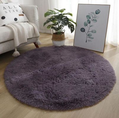 Pure Color Circled Silk Woollen Mixed Knitting Carpet Bedroom, Living Room Carpets