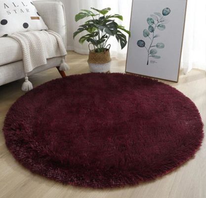 Pure Color Circled Silk Woollen Mixed Knitting Carpet Bedroom, Living Room Carpets