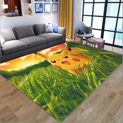 New Style Pikachu Cartoon Children's Crystal Velvet Living Room, Bedroom Living Room Floor Carpets