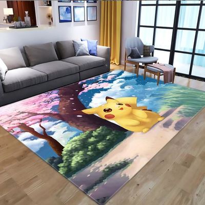 New Style Pikachu Cartoon Children's Crystal Velvet Living Room, Bedroom Living Room Floor Carpets